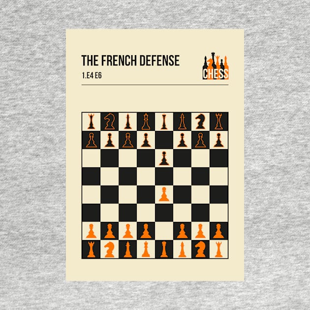 Chess The French Defence Minimalistic book cover chess opening art. by jornvanhezik